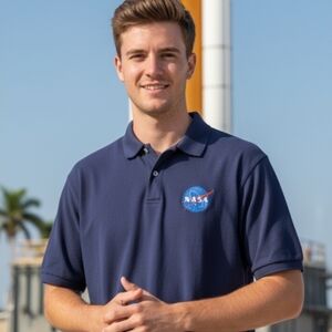 🚀 NASA Embroidered Polo Shirt Vintage Prep 2XL